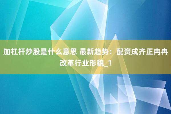 加杠杆炒股是什么意思 最新趋势:配资成齐正冉冉改革行业形貌_1