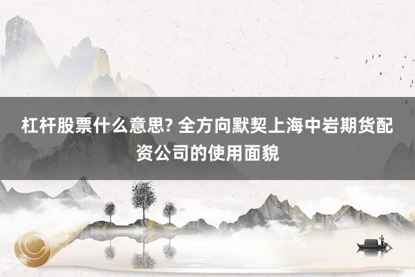 杠杆股票什么意思? 全方向默契上海中岩期货配资公司的使用面貌