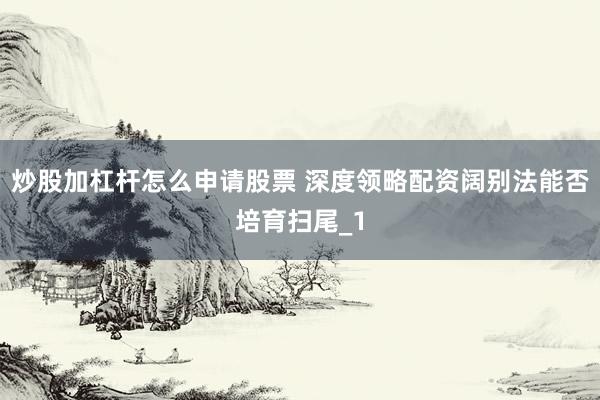 炒股加杠杆怎么申请股票 深度领略配资阔别法能否培育扫尾_1