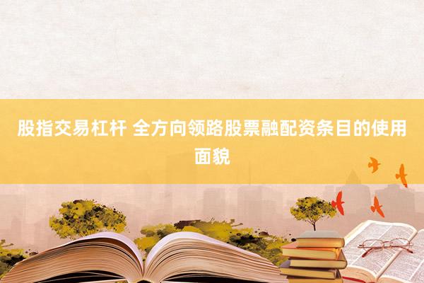 股指交易杠杆 全方向领路股票融配资条目的使用面貌
